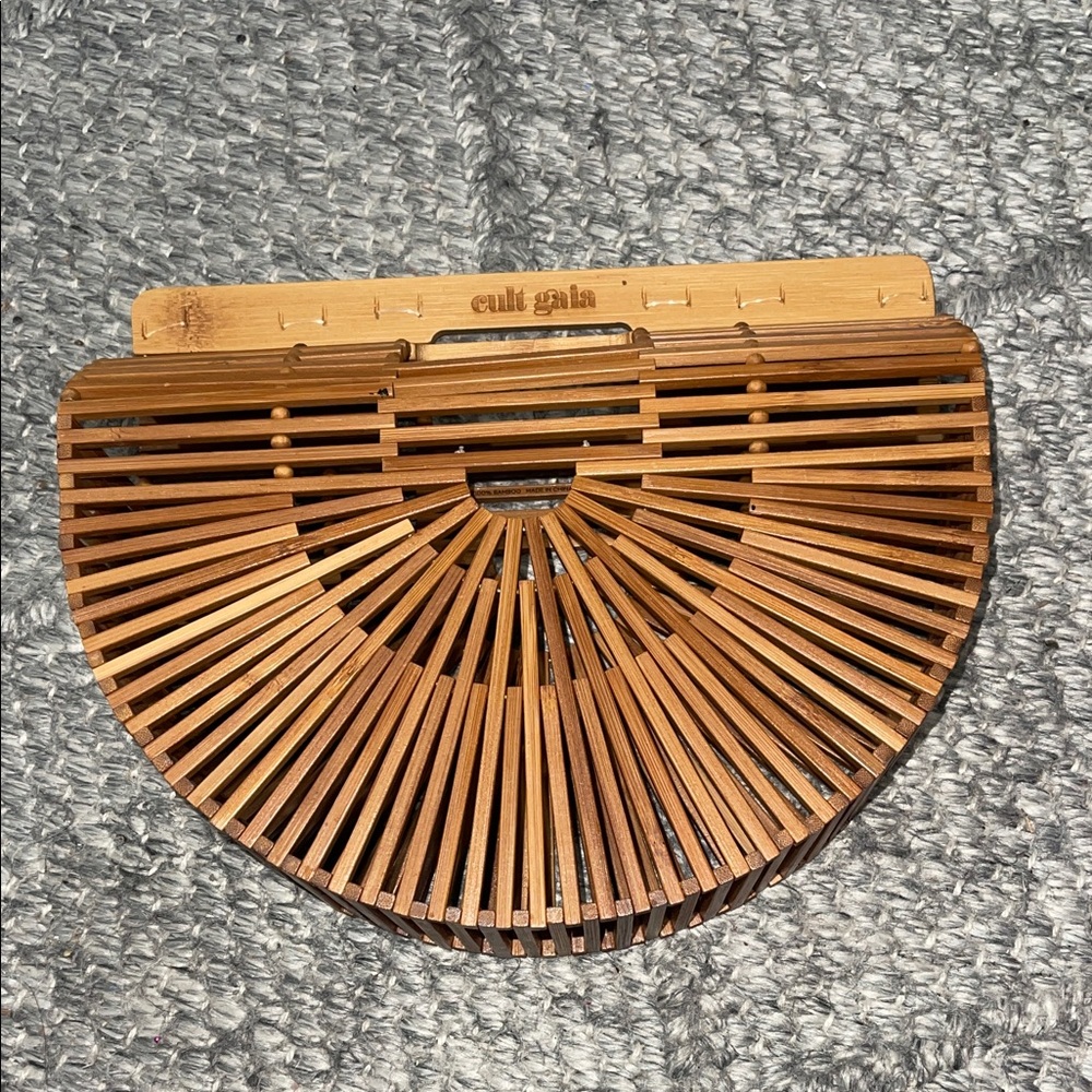 Cult Gaia Bamboo Arc Bag in Natural Brown